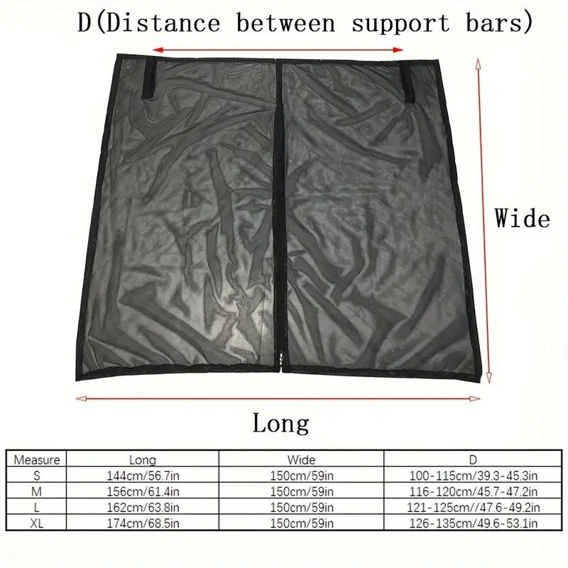 Size XL Black Magnetic Car Window Sun Shade Screens & SUV Tailgate Mosquito Net Set - Breathable Bug Protection
