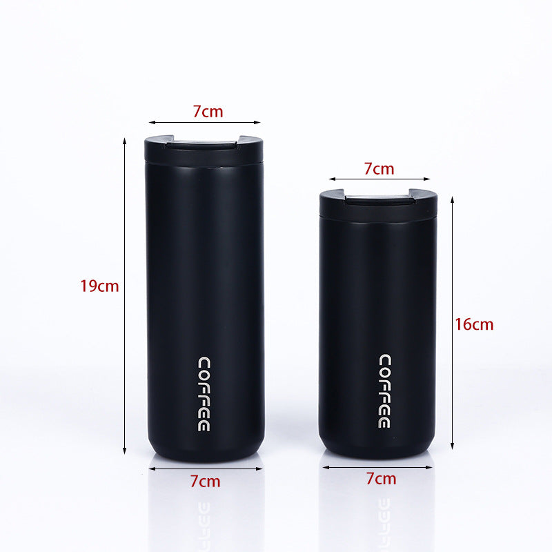 Insulated Coffee Tumbler Set 400ml & 500ml – Stainless Steel One-Touch Lid (Black)