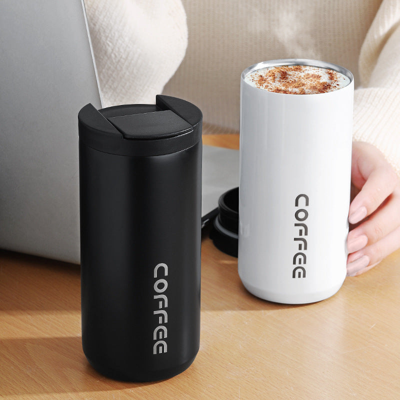 Insulated Coffee Tumbler Set 400ml & 500ml – Stainless Steel One-Touch Lid (Red/Purple)