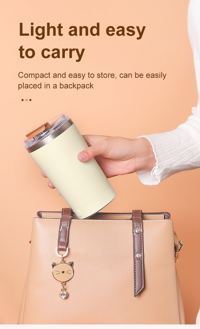 Electric Self-Stirring Mug 420ml USB Rechargeable – Stainless Steel (Yellow)