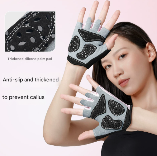 S Pink Women's Summer Cycling Gloves - Breathable Half-Finger Non-Slip Fitness Training Gloves for Weightlifting