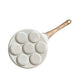 Beige Flat 7-hole + Wood Grain (Gas Model) Non-Stick Pancake Pan - 7-Hole Fun Shapes Breakfast Griddle (27cm)
