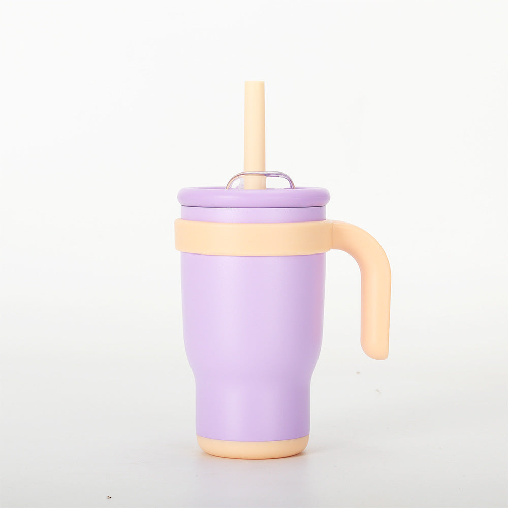 Insulated Tumbler with Handle & Straw 14oz 304 Stainless Steel – Purple
