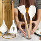 Dark Grey 11-Piece Silicone Kitchen Utensil Set with Wooden Handles and Storage Bucket - Heat Resistant and Non-Stick