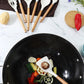 Dark Grey 11-Piece Silicone Kitchen Utensil Set with Wooden Handles and Storage Bucket - Heat Resistant and Non-Stick