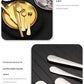 6-Piece Portable Stainless Steel Cutlery Set with Plate and Bag - Gold, Great for Camping and Travel (Teaspoon)