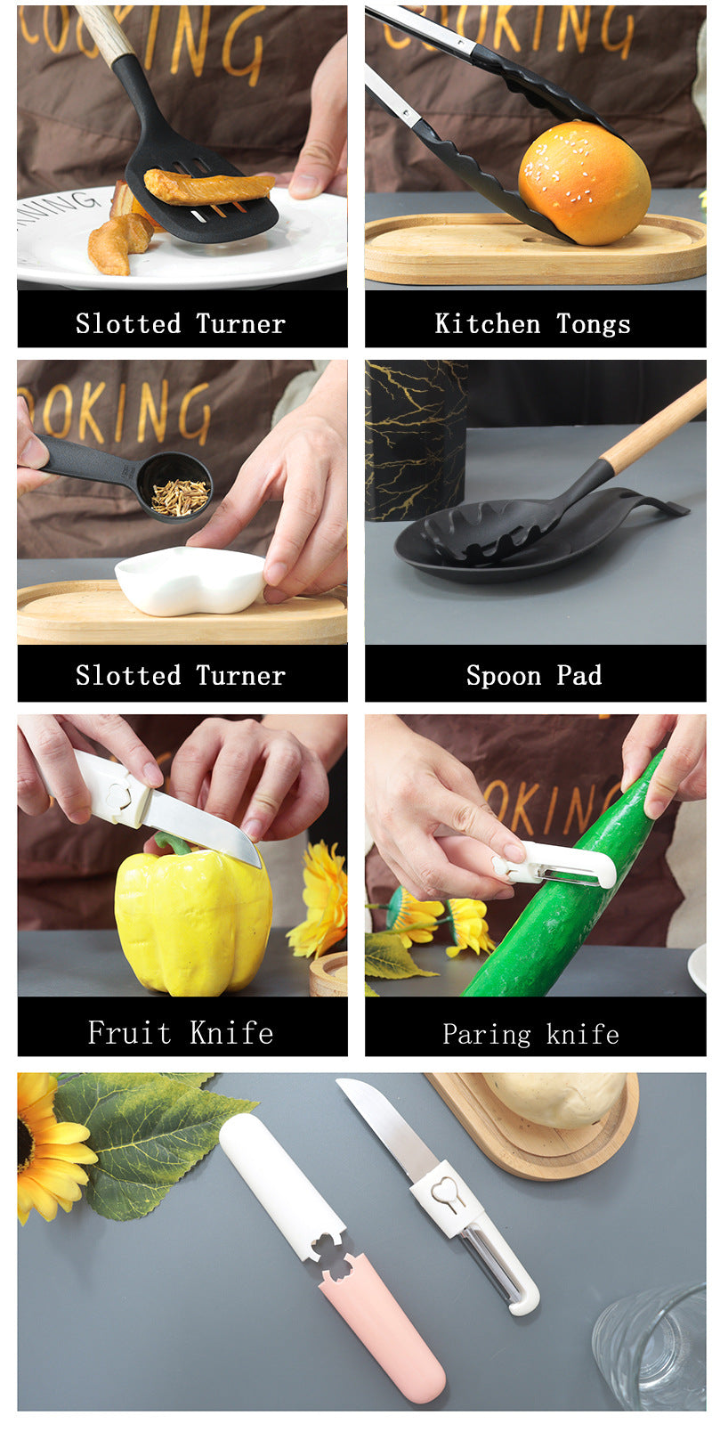 Black 12-Piece Silicone Cooking Utensil Set - Non-Stick Food-Grade Kitchen Tools with Holder