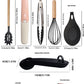 Black 12-Piece Silicone Cooking Utensil Set - Non-Stick Food-Grade Kitchen Tools with Holder