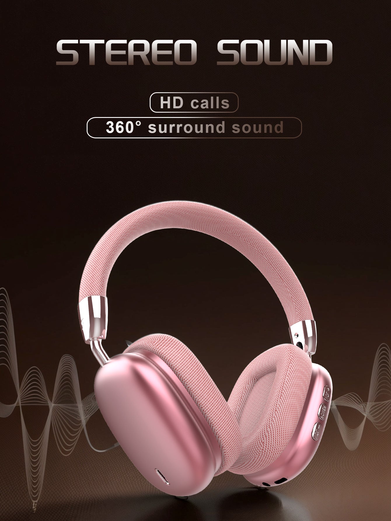 Premium Wireless Bluetooth Headphones with Stereo Hi-Fi Sound(silver)
