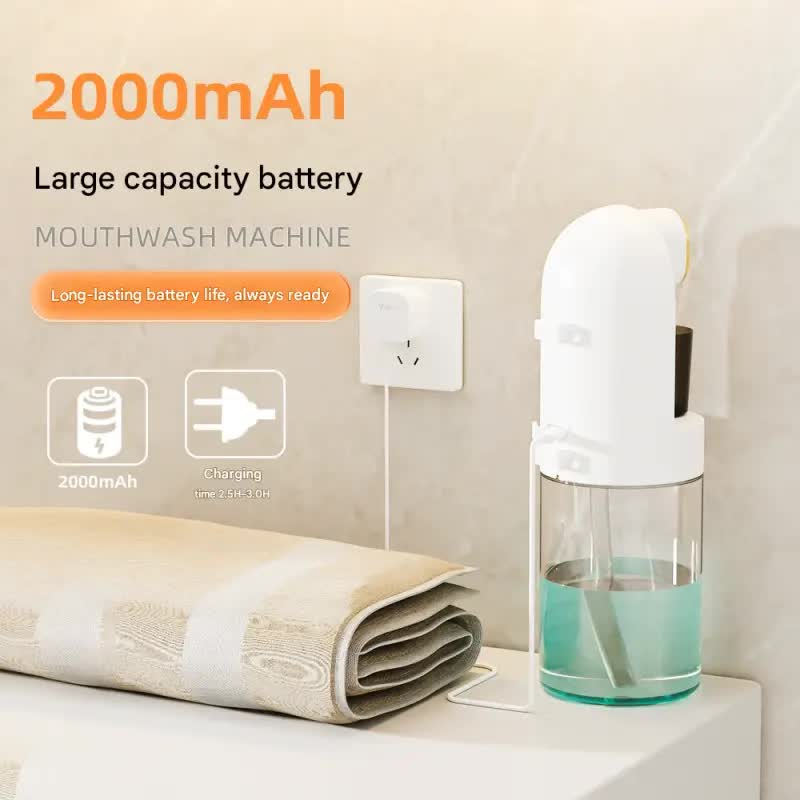 Smart Automatic Mouthwash Dispenser 4-Level LED Display 2000mAh – Black (Freestanding)