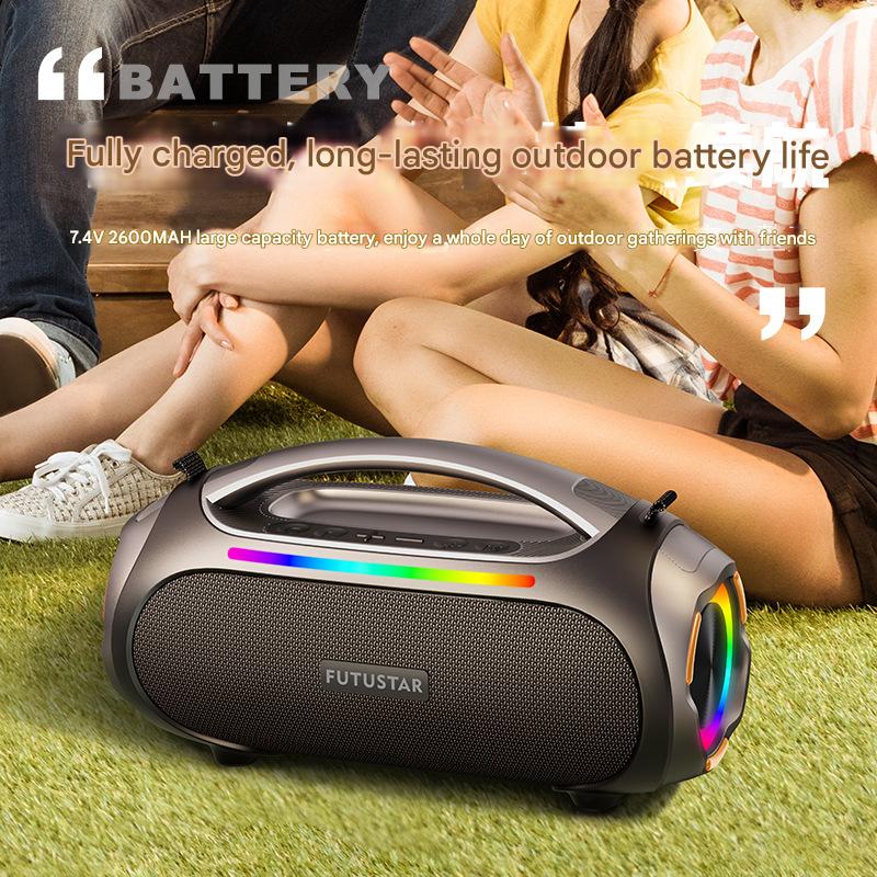 Portable Bluetooth 5.3 Speaker - 60W Powerful Sound, RGB Lights, Multiple Inputs(Blue)