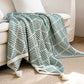Green and Beige Diamond Pattern Soft Cozy Knit Throw Blanket with Tassels - Geometric Pattern Lightweight Acrylic Blanket for Sofa Couch Bed, 130x150cm
