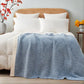 Black and White Plush Chenille-Knit Throw Blanket - Soft Cozy Polyester for Bed & Sofa | Textured Two-Tone Design (127x153cm)