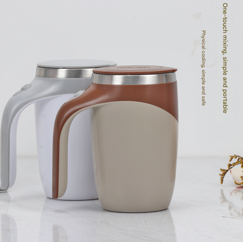 Electric Self-Stirring Coffee Mug 320ml – USB Rechargeable Magnetic Mixing Cup (White)