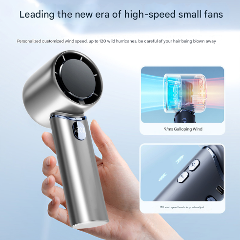 Mini Bladeless Handheld & Desk Fan USB Rechargeable – Blue