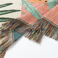 Buddhist Monastery INS-Style Illustrated Line Blanket - Multi-Use Design