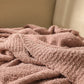 Navy Blue Solid Color Plush Knitted Blanket for Sofa and Office, 152 x 203 cm, 1150g