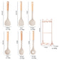 Beige Elegant 7-Piece Silicone Kitchen Utensil Set with Wooden Handles & Rose Gold Stand - Non-Stick Cookware Safe