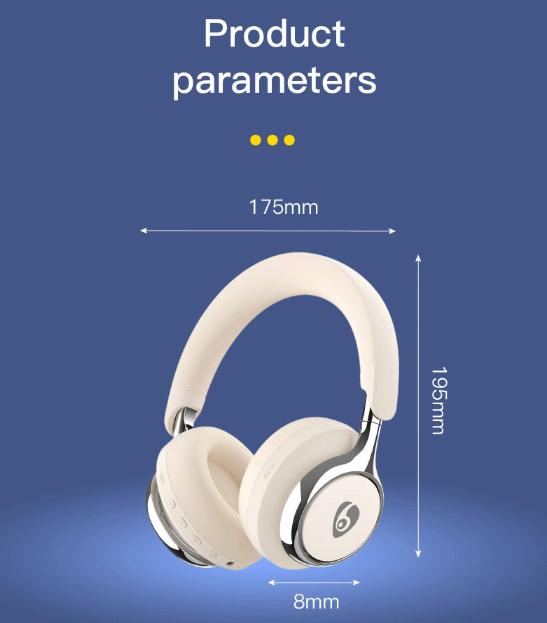 White Premium Wireless ANC Headphones - Bluetooth 5.4, 32H Playtime, Foldable Over-Ear Design, Comfort Earpads for Travel & Gaming