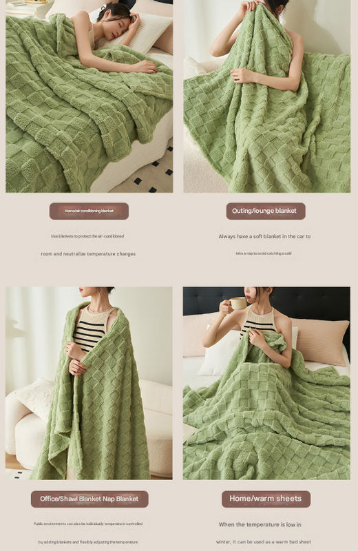 200*230CM Dark Green Ultra-Soft Waffle Textured Plush Fleece Blanket - Large Cozy All-Season Throw for Bed & Sofa