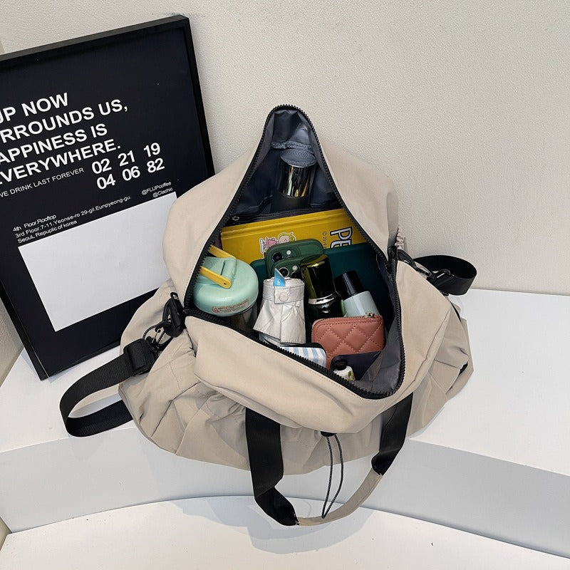 Orange and Black Large Capacity Travel Bag with Wet/Dry Separation - Canvas + Polyester, Lightweight Handbag for Short Trips and Fitness, Fits on Luggage
