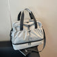 Grey and Black Large Capacity Travel Bag with Wet/Dry Separation - Canvas + Polyester, Lightweight Handbag for Short Trips and Fitness, Fits on Luggage