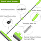 Blue and Silver Versatile Pet Hair Remover Rubber Broom & Squeegee - 125cm Adjustable Stainless Steel Handle for Carpets, Floors & Windows