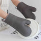 Red Premium Heat Resistant Silicone Oven Mitts (Pair) - Non-Slip Grip, Cotton Lined for Kitchen Baking, Grilling & BBQ