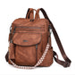 Brown Chic Women's PU Leather Convertible Backpack - Anti-Theft Design, Multi-Pocket Shoulder Bag with Tassel