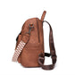 Brown Chic Women's PU Leather Convertible Backpack - Anti-Theft Design, Multi-Pocket Shoulder Bag with Tassel