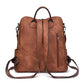 Black Chic Women's PU Leather Convertible Backpack - Anti-Theft Design, Multi-Pocket Shoulder Bag with Tassel