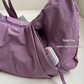 Pink Lightweight Crescent Crossbody Bag - Slouchy Nylon Hobo Purse for Casual Everyday Use
