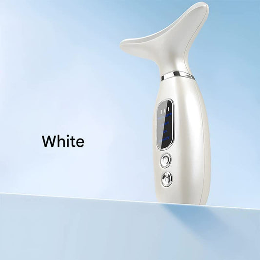 Multi-Functional Neck & Face Beauty Massager - Constant Heat, Ion Infusion & Sonic Vibration(white)