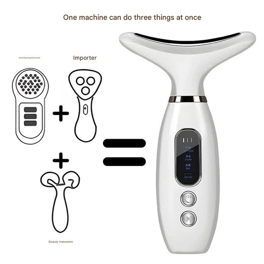 Multi-Functional Neck & Face Beauty Massager - Constant Heat, Ion Infusion & Sonic Vibration(white)