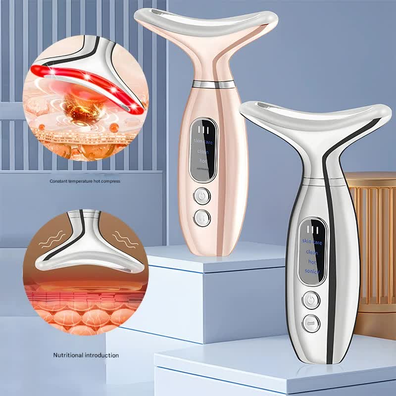 Multi-Functional Neck & Face Beauty Massager - Constant Heat, Ion Infusion & Sonic Vibration(purple)