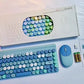 Wireless Keyboard & Mouse Combo - Retro Round Keycaps, 2.4GHz Ergonomic Design(blue)