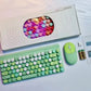 Wireless Keyboard & Mouse Combo - Retro Round Keycaps, 2.4GHz Ergonomic Design(green)
