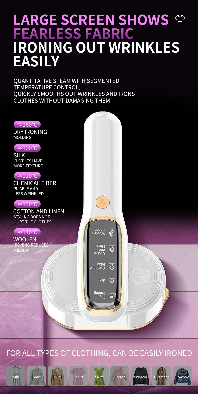Portable Handheld Garment Steamer & Mini Iron Smart Temp Control – White