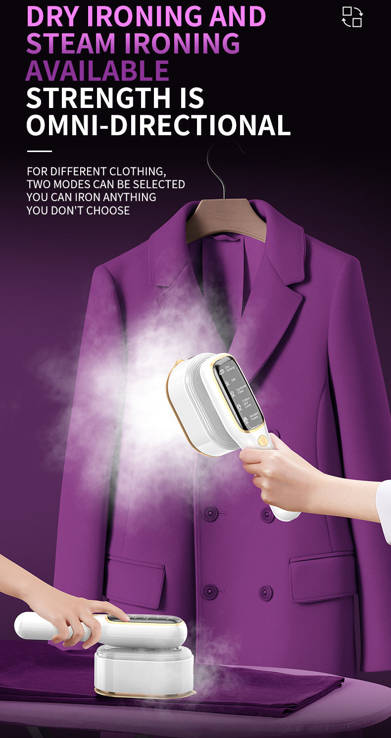 Portable Handheld Garment Steamer & Mini Iron Smart Temp Control – White