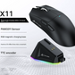High-Performance Tri-Mode Wireless Gaming Mouse - 22000 DPI, Rechargeable, with RGB Charging Dock(black)