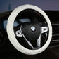 White Luxury Bling Steering Wheel Cover - Black Quilted Leather with Crystal Rhinestones, Universal 38cm Fit