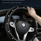 Rose Red Luxury Bling Steering Wheel Cover - Black Quilted Leather with Crystal Rhinestones, Universal 38cm Fit