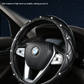 Black and White Luxury Bling Steering Wheel Cover - Black Quilted Leather with Crystal Rhinestones, Universal 38cm Fit
