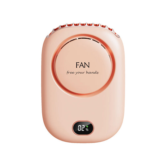 Bladeless Neck Fan with Waist Clip & Digital Display USB Rechargeable – Pink