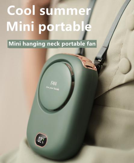 Bladeless Neck Fan with Waist Clip & Digital Display USB Rechargeable – Pink