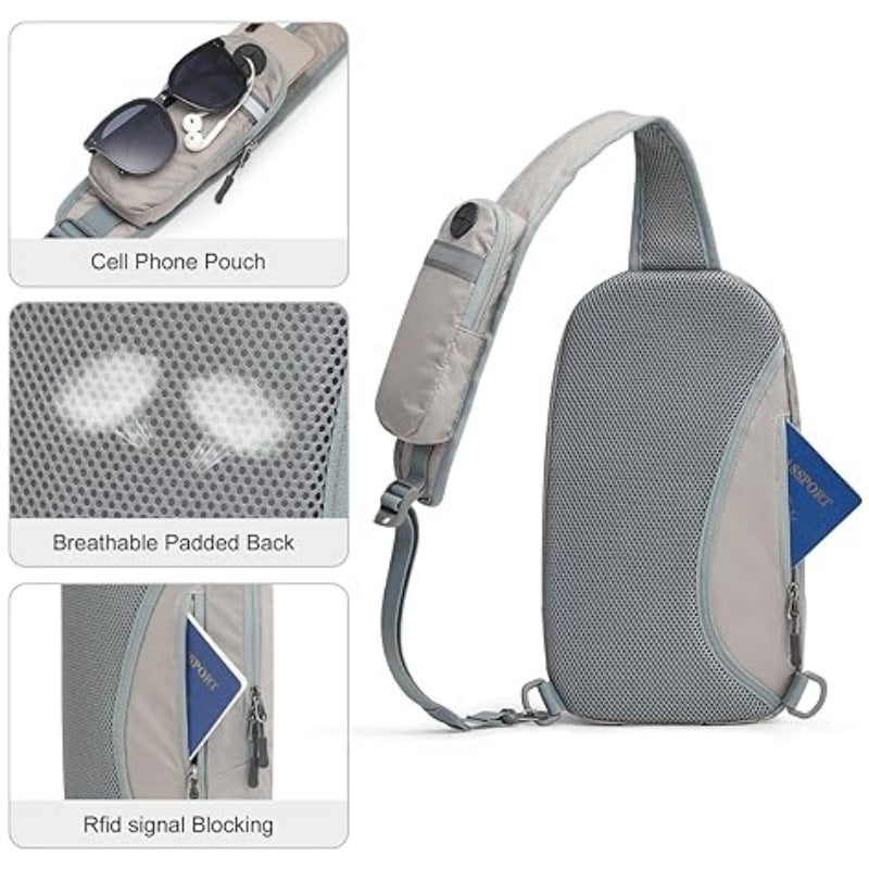 Black Lightweight Crossbody Sling Bag - Versatile Chest Daypack for Hiking, Travel & Daily Use