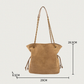 Brown Chic Suede Hobo Bag for Women - Versatile Tote with Drawstring, Large Capacity Commuter Bucket Bag