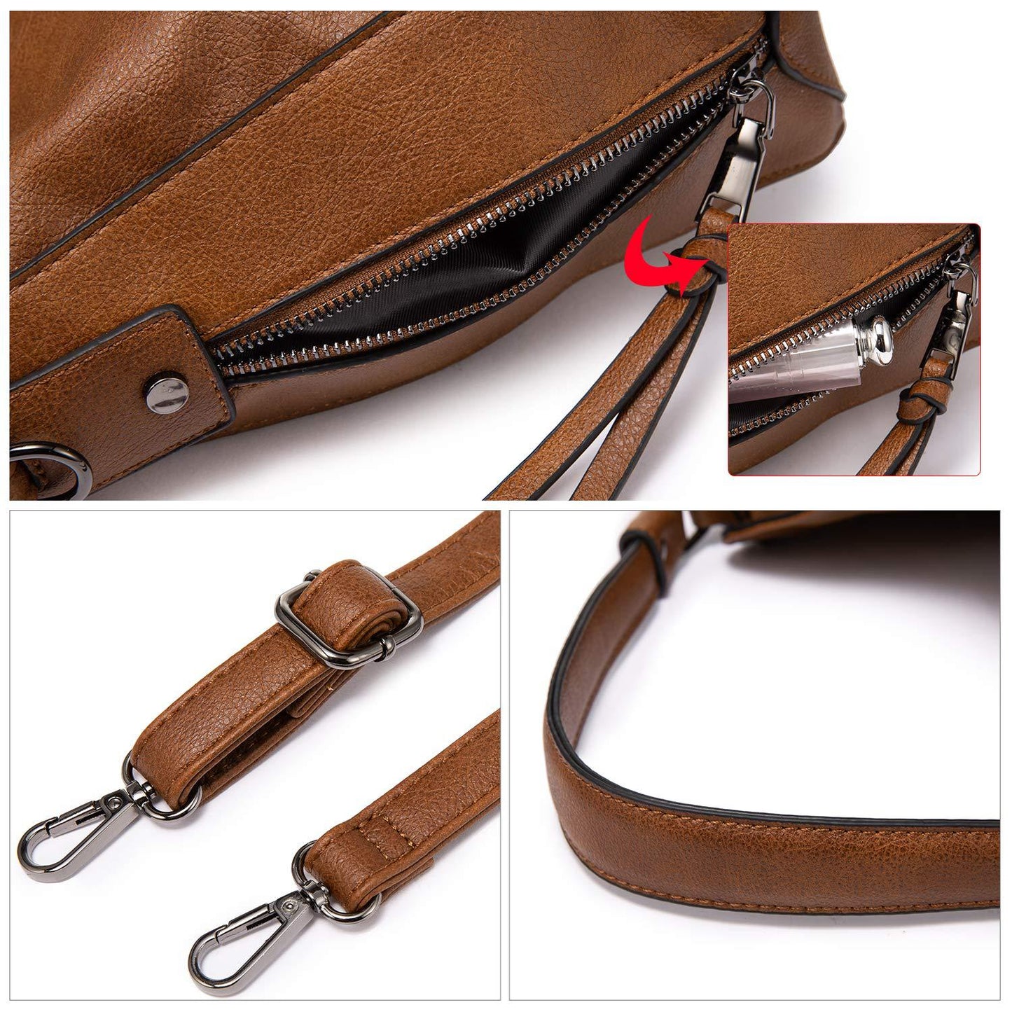 Brown Foreign Trade Fashion Large Capacity Handbag - European & American Casual Crossbody Bag, Solid Color Zipper Women's Shoulder Bag