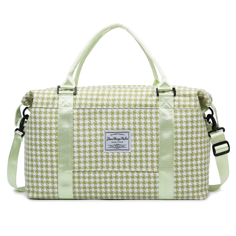 Green Expandable Large Capacity Travel Bag - Short Trip Duffle with Trolley Sleeve, Maternity & Gym Storage (47x17x30 cm)