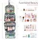 Red Large Hanging Toiletry Bag Waterproof Travel Cosmetic Organiser with Sturdy Hook 4 Compartments Makeup Wash Case for Women and Men